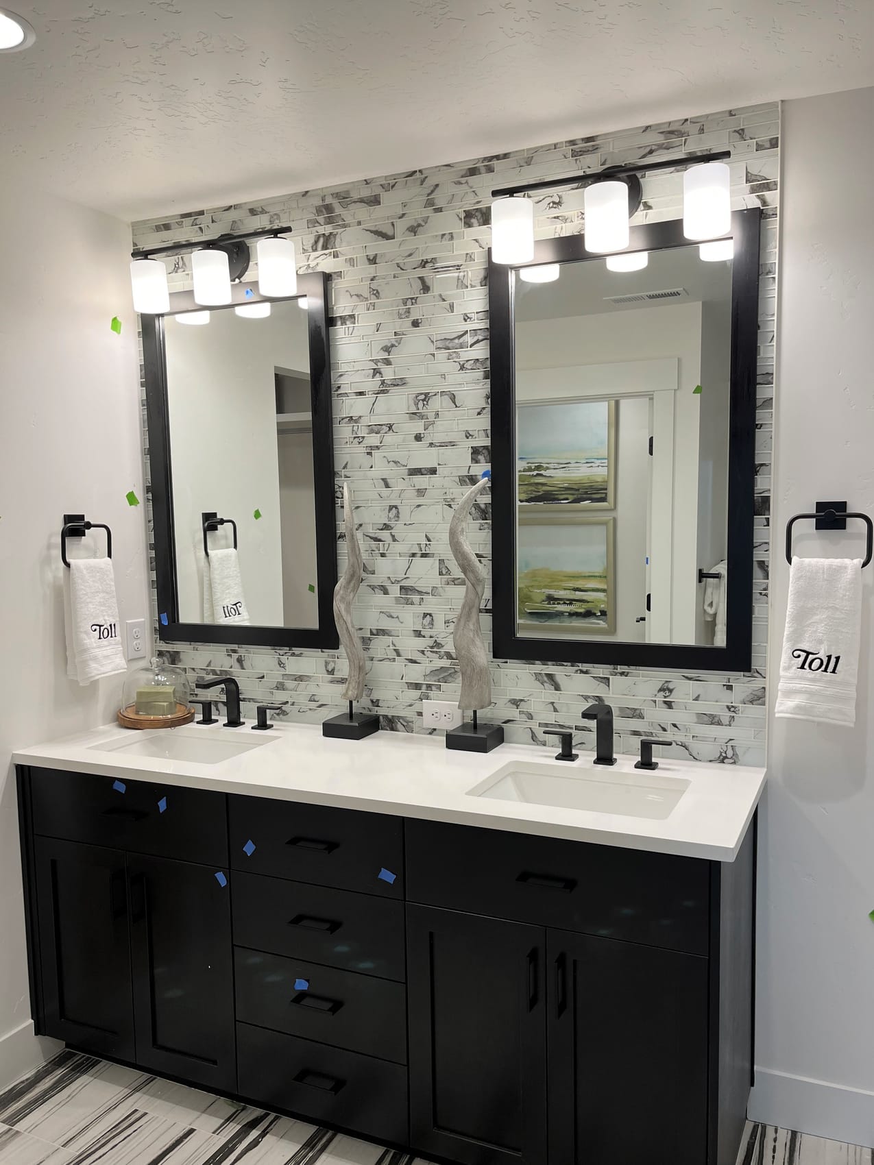 Custom double-vanity mirrors
